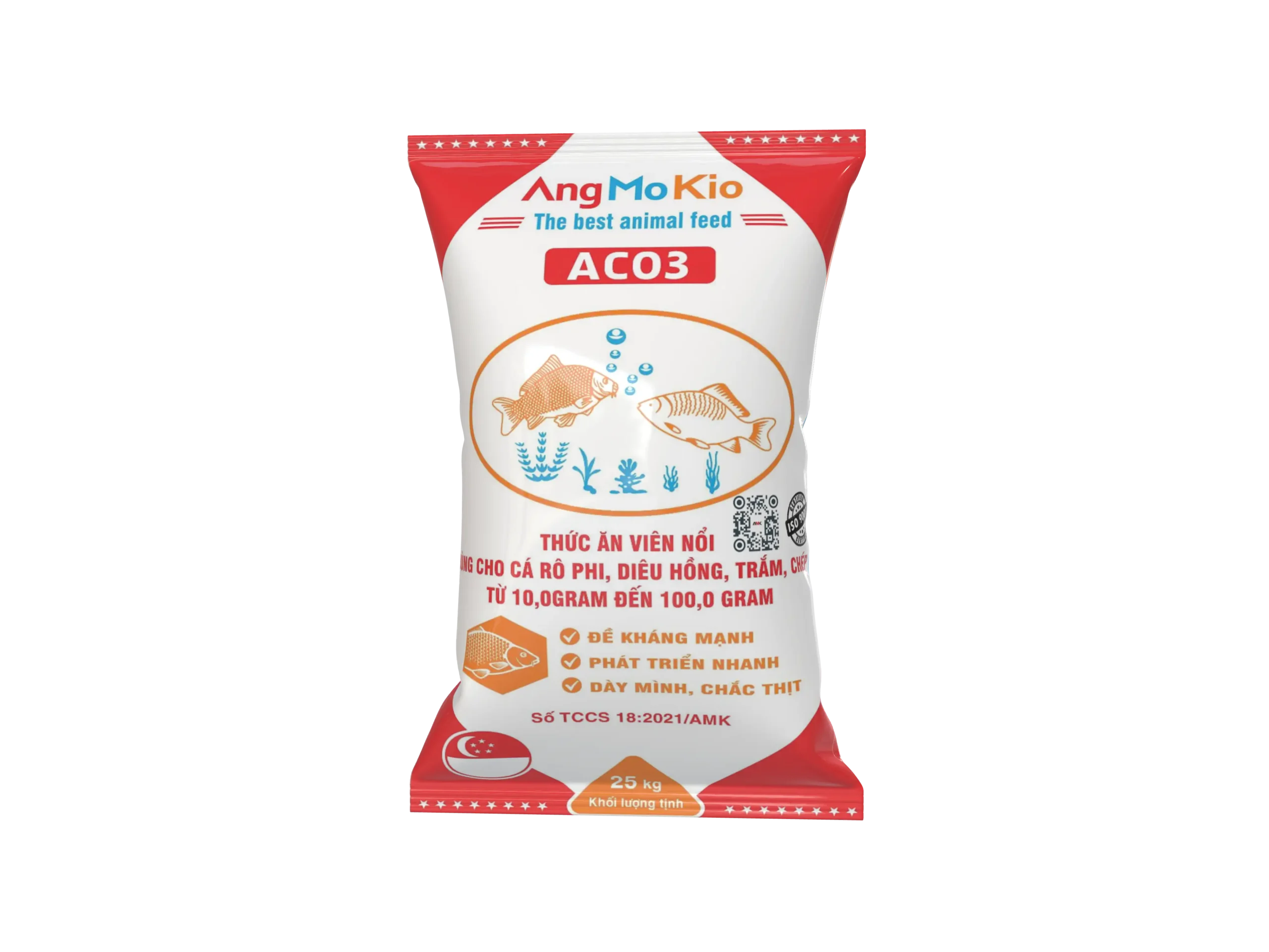 ac03 Thức Ăn Viên Nổi Dùng Cho Cá Rô Phi, Diêu Hồng, Trắm, Chép từ 10,0 GRAM Đến 100,0 GRAM