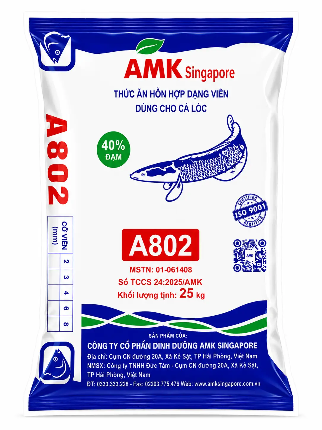 A802: THỨC ĂN HỖN HỢP DẠNG VIÊN DÀNH CHO CÁ LÓC 42%