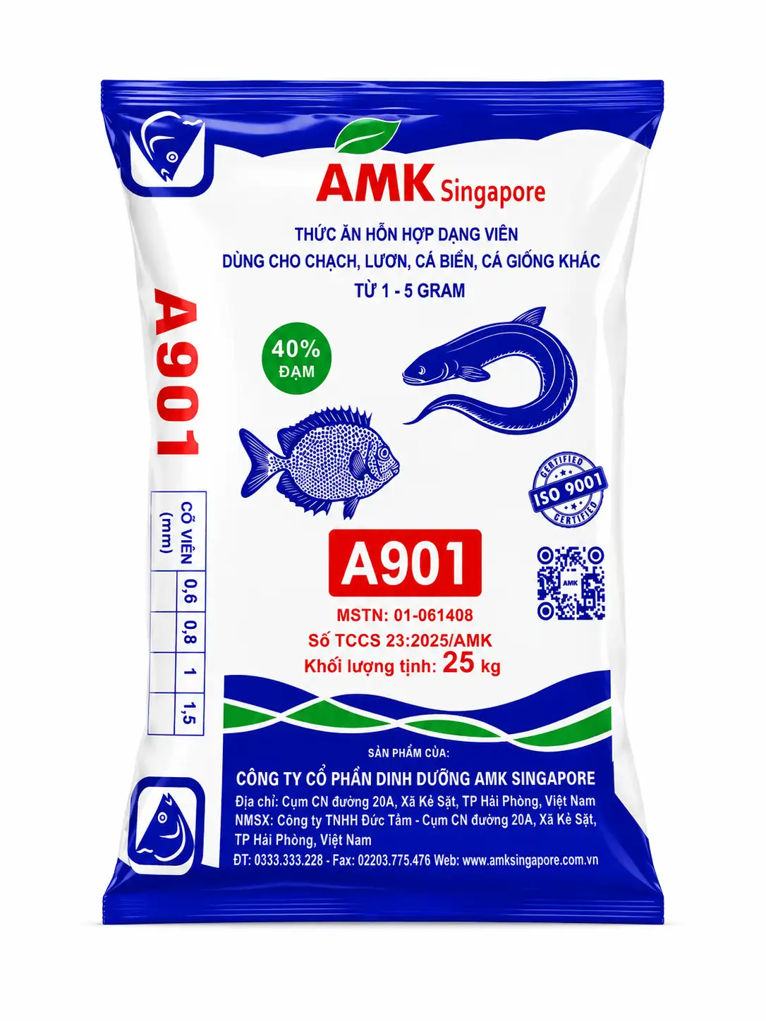 A901- THỨC ĂN HỖN HỢP DẠNG VIÊN DÀNH CHO CÁ GIỐNG, CHẠCH, LƯƠN,...