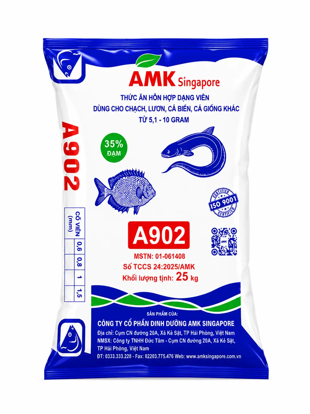 A902: THỨC ĂN HỖN HỢP DẠNG VIÊN DÀNH CHO CHẠCH, LƯƠN, CÁ GIỐNG, CÁ BIỂN.... 35%