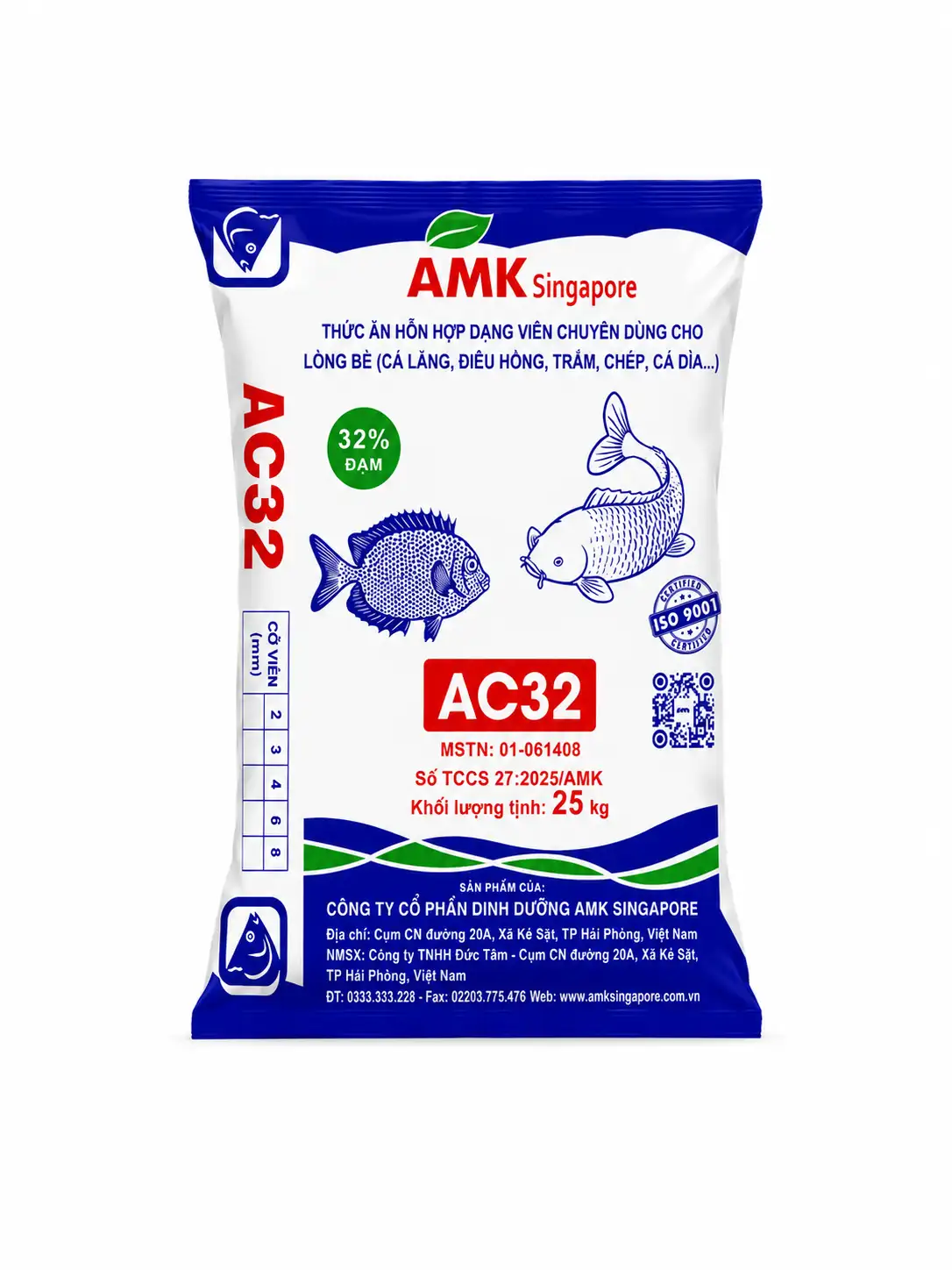 AC32: Thức ăn hỗn hợp dạng viên dành cho cá lồng bè